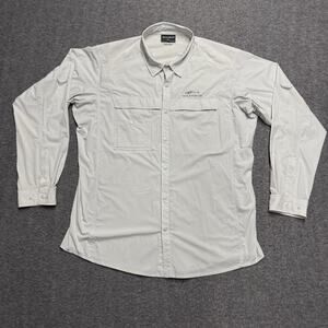 Grundens Performance Fishing Shirt Mens XL Gray Long Sleeve Button Up Vented